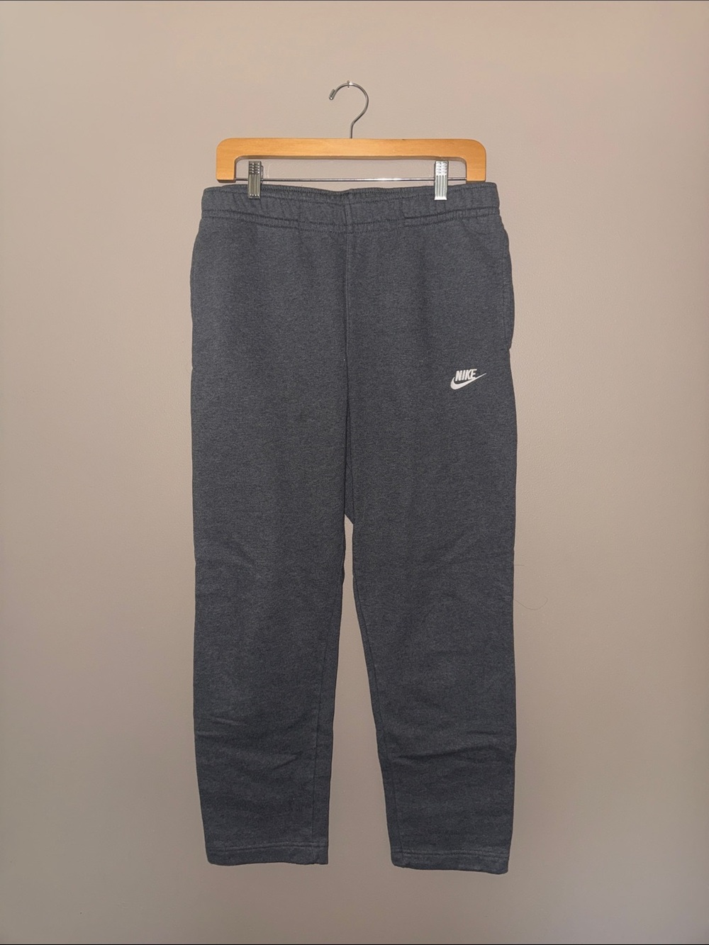 Nike men’s Charcoal Gray sweats with White Swoosh